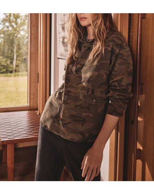 Chemisier Berry imprimé camouflage kaki