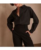Schwarze Pepite-Bluse mit Strasssteinen