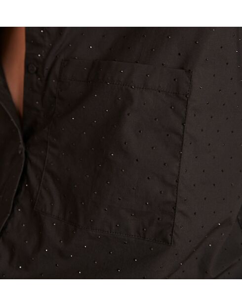 Schwarze Pepite-Bluse mit Strasssteinen