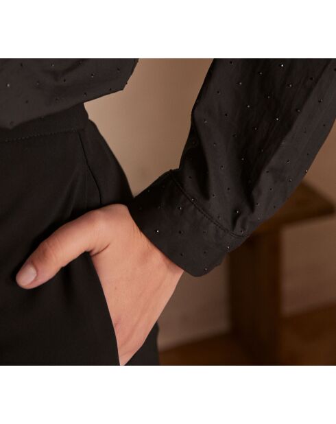 Schwarze Pepite-Bluse mit Strasssteinen