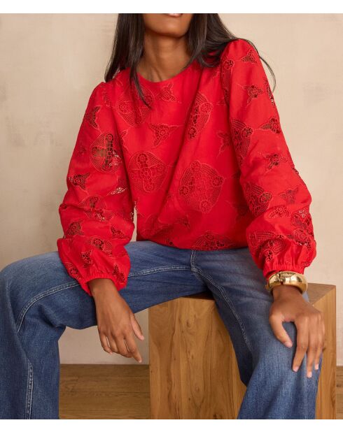 Rote Stickbluse Palma