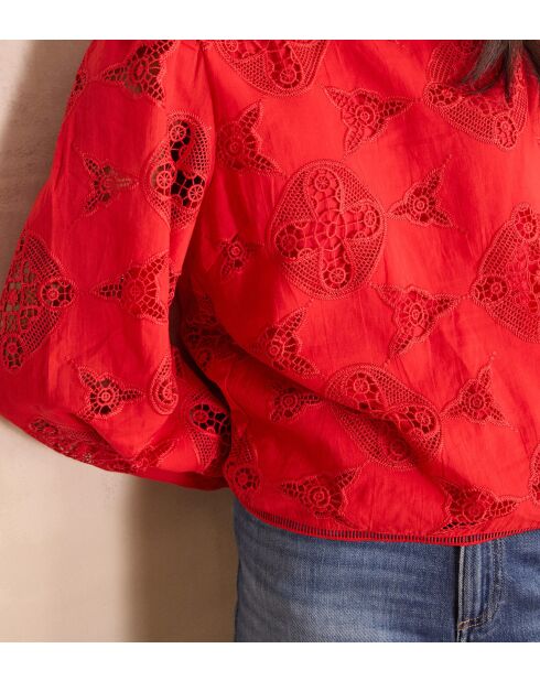 Rote Stickbluse Palma