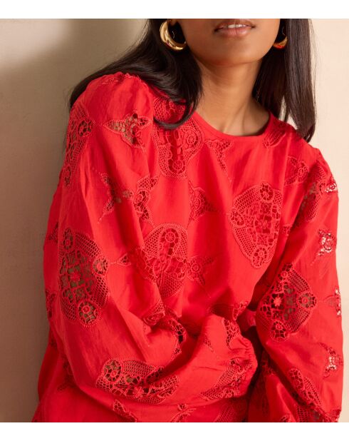Rote Stickbluse Palma