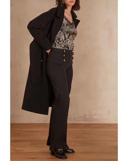 Schwarze bedruckte Bluse Mindy