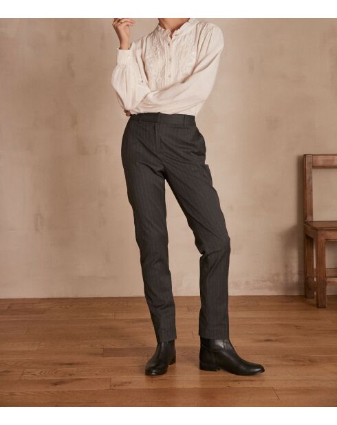 Felix antraciet gestreepte broek