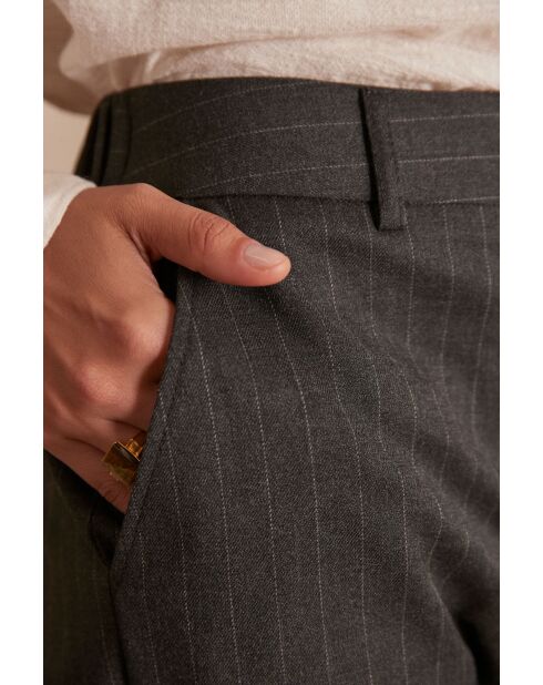 Felix antraciet gestreepte broek