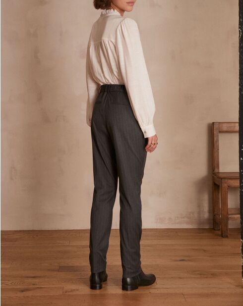 Felix antraciet gestreepte broek