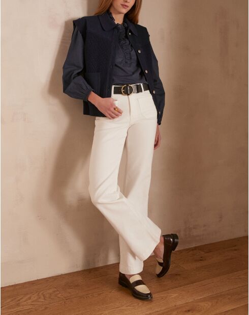 Witte overgeverfde flare-broek Lola
