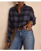 Blusa azul songe a cuadros