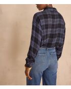 Blusa azul songe a cuadros