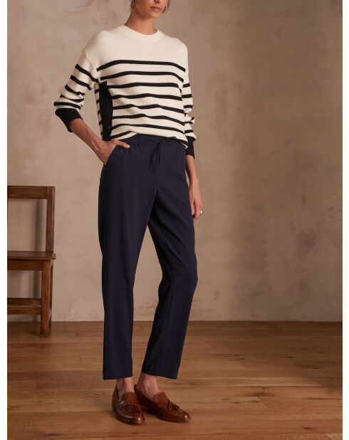 Marineblauwe broek van crêpe Ferdinand