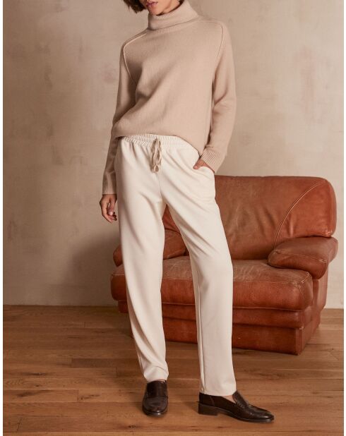 Cremefarbene Jerseyhose Fabian