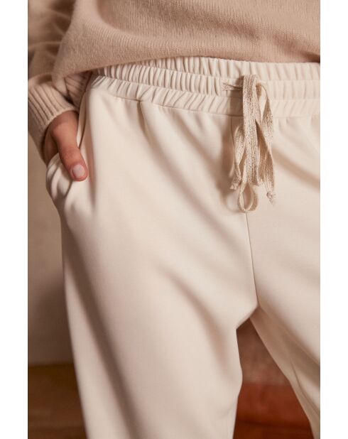 Cremefarbene Jerseyhose Fabian