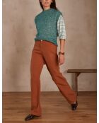 Sandy caramel broek met wijde pijpen