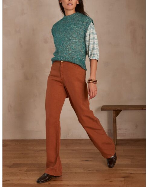 Sandy caramel broek met wijde pijpen