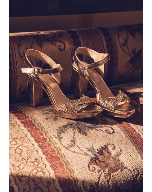 Jessica gouden leren sandalen
