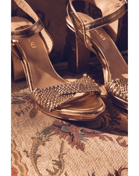 Jessica gouden leren sandalen