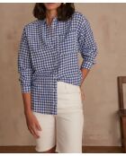Koningsblauw overhemd van Bardot met gingham