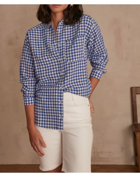 Koningsblauw overhemd van Bardot met gingham