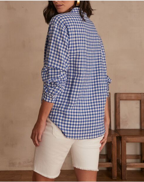 Koningsblauw overhemd van Bardot met gingham