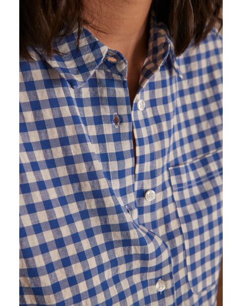 Koningsblauw overhemd van Bardot met gingham