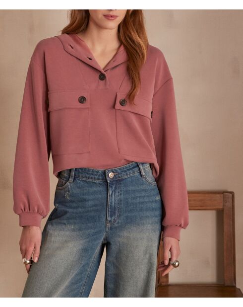 Donkerroze sweatshirt Cadix