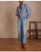 Mosbroek van licht indigodenim