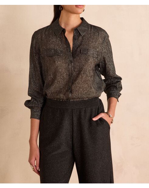 Schwarze glitzernde Bluse