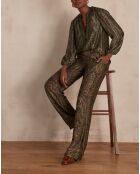 Leana bis broek met bladprint
