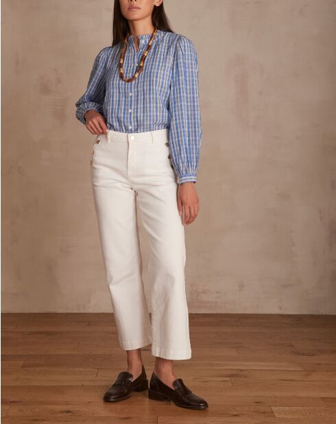 Moswitte overgeverfde broek
