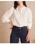 Ecrufarbene bestickte Bluse Brooklyn