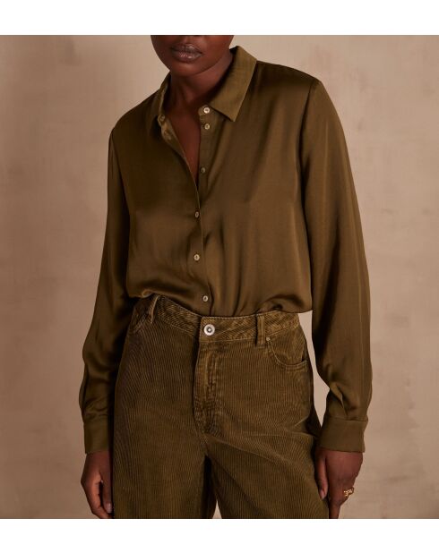 Blusa Carla in raso a foglie