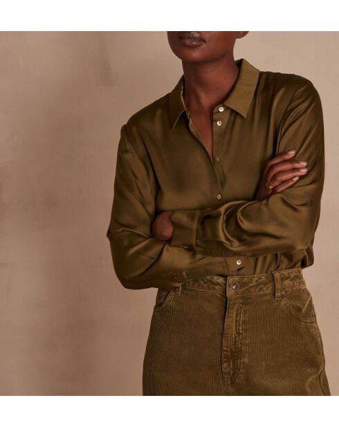 Blusa Carla in raso a foglie