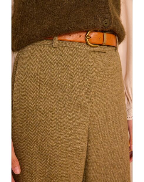 Maxence chevron olijfkleurige broek