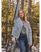 Lavendelbraune Bluse mit Palmenmuster