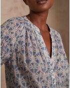 Lavendelbraune Bluse mit Palmenmuster