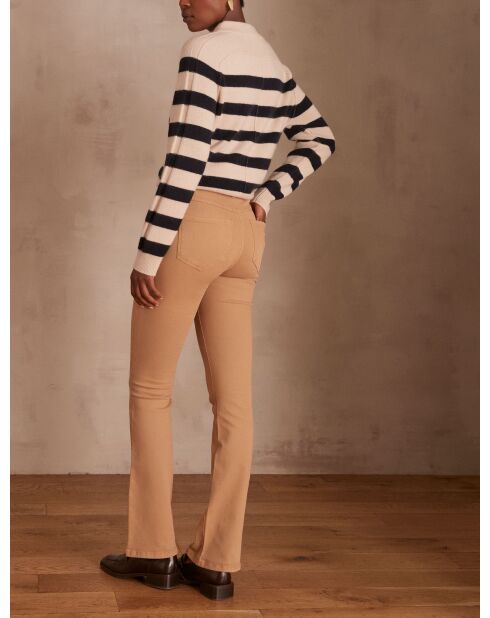 Camelkleurige overgeverfde Pamela bootcut-broek