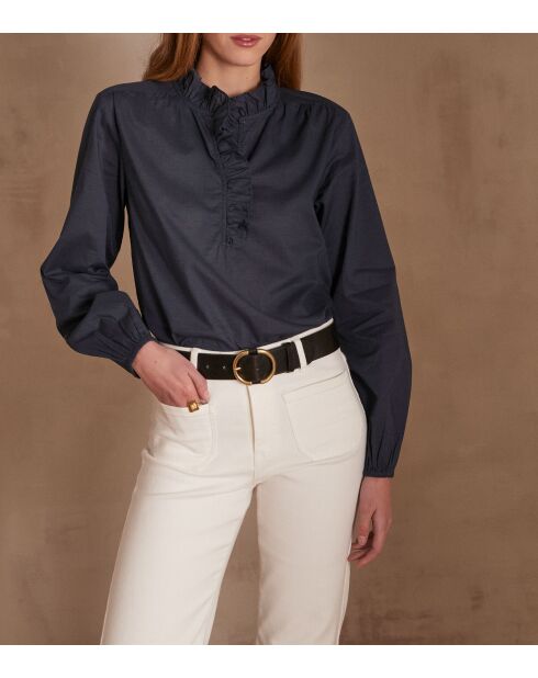 Blouse Paige en popeline marine