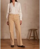 Zandbeige overgeverfde broek