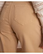 Zandbeige overgeverfde broek