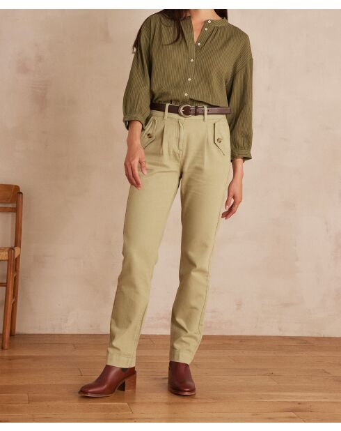 Übergefärbte Hose von Mateo, mandelfarben