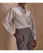 Reine hellmelierte bestickte Bluse