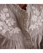 Reine hellmelierte bestickte Bluse