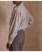 Reine hellmelierte bestickte Bluse