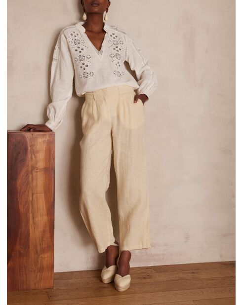 Pantaloni Bastien in lino naturale