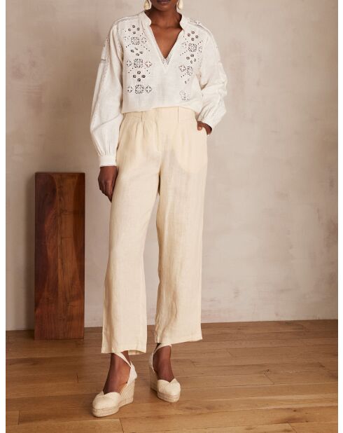 Pantaloni Bastien in lino naturale