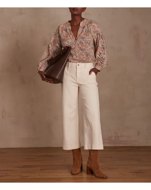 Blusa Brunelle con stampa ricamata rosa satinato