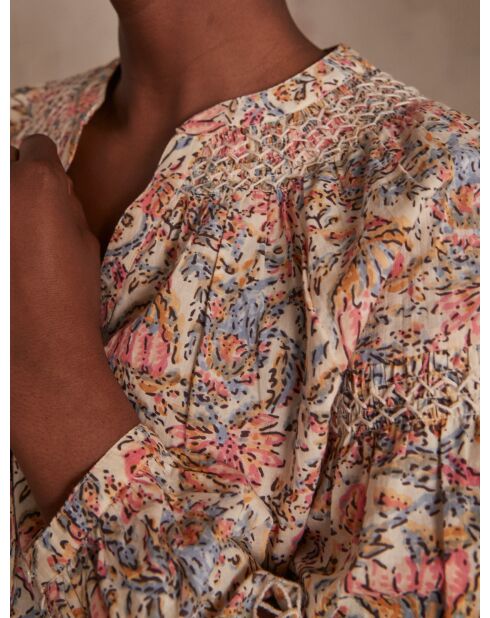 Blusa Brunelle con stampa ricamata rosa satinato