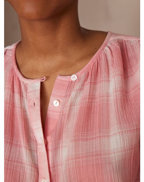 Blouse Pomme carreaux corail