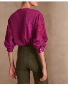 Blouse brodée Bali fuchsia clair